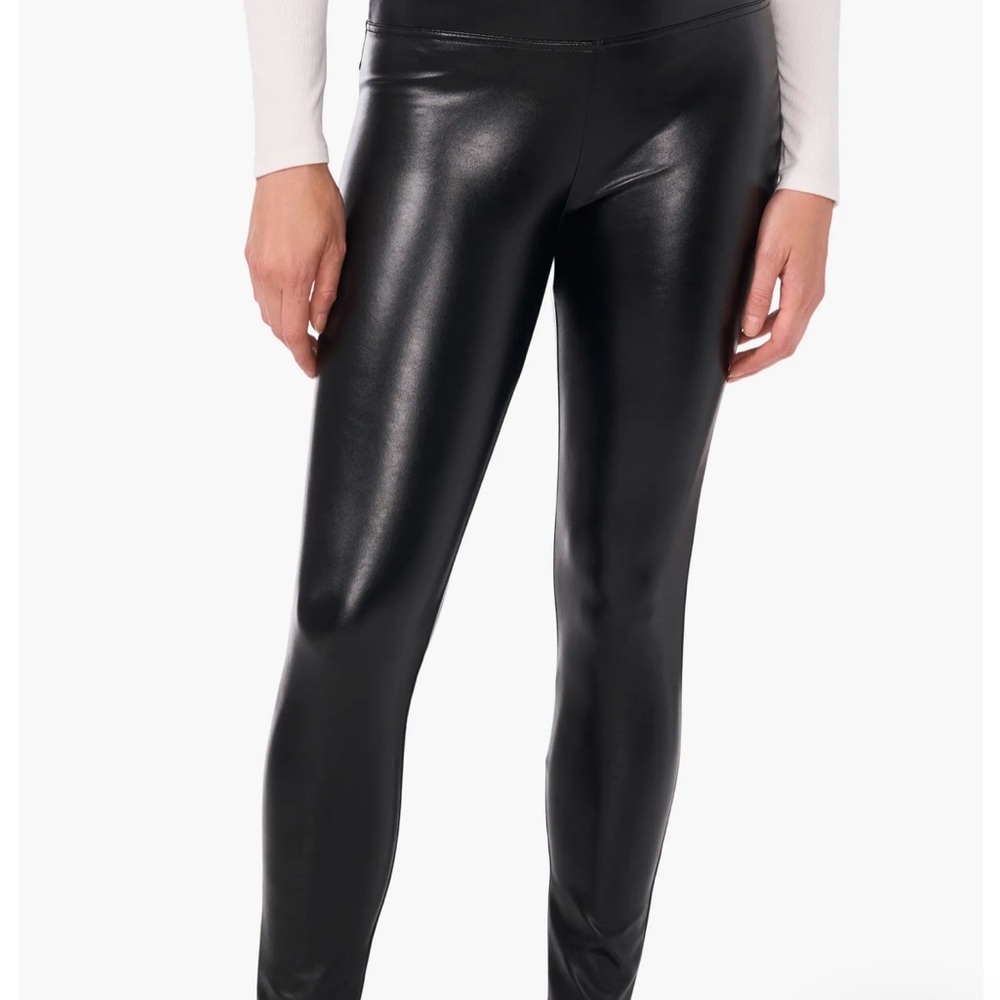 1. State Black Faux Leather High-Waisted Leggings Small
